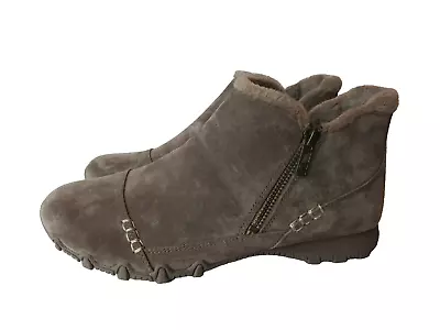 Skechers Boots Womens Sz 8.5 Earthy Chic Tan Brown Suede Ankle 158284 Cushion • $31.16