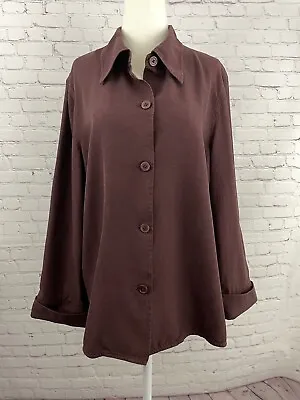 Ellen Tracy Women's Sz 4 Vintage Shirt Blouse Silk Dark Cranberry Button Down • $24.99