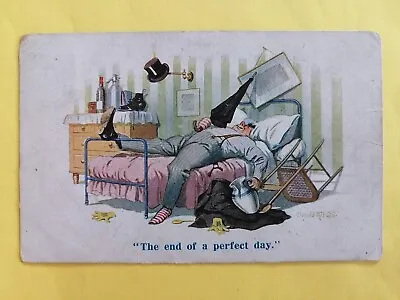  CPA COMIC ILL Signed Donald Mac GILL   The End Of A Perfect Day  • $8.40