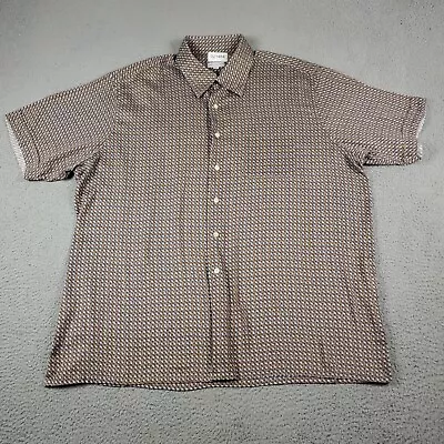 Maus & Hoffman Shirt Mens 2XL Biege Blue Geometric Button Up Short Sleeve • $33.71