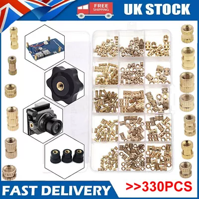 M2 M3 M4 M5 Copper Insert Nuts 330Pcs Female Thread Brass Knurled Embedment Nuts • £11.88