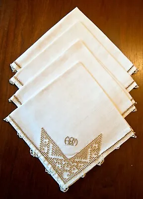 Lot Of 4 Monogrammed Linen Napkins • $16