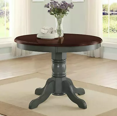 42  Round Dining Table Solid Acacia Wood Rustic Farmhouse Pedestal Table For 4 • $329.97