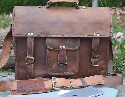 New Men's Genuine Vintage Brown Leather Messenger Bag Shoulder Laptop Briefcase. • $43.94