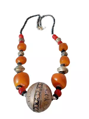 Necklace Berber Amber Moroccan Vintage African Jewelry Resin Handcrafted Handmad • $49.99