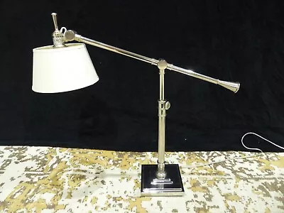 Machinist Adjustable Table Lamp Silver Base And Beige Top Restoration Hardware • $275