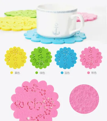 £2.99 • Buy 4pc Butterfly Flowers Felt Round Coasters Coaster Set Colorful Cup Drinks Holder