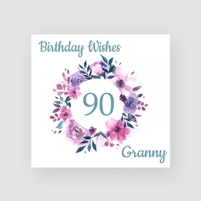 Personalised 90th Birthday Card For Her Floral Birthday Card Mum Grandma Nan • £3.85