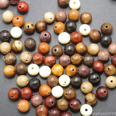 Natural Colorful Mixed Wood Round Ball Beads 6mm 8mm 18mm 20mm Healing Bracelet • $3.08
