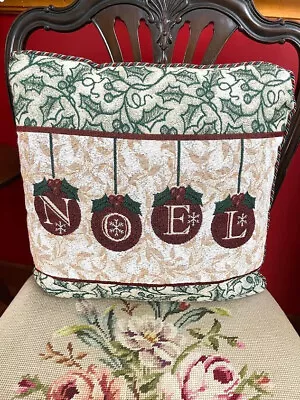 Christmas Noel Tapestry 17  Throw Pillow Vintage Decorative USA Mohawk Home • $16.99