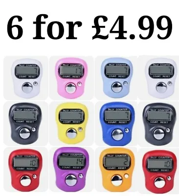 6 × Digital Electronic Tally Counter Dhikr / Tasbih / Tasbi / Tasbee Finger Ring • £4.99