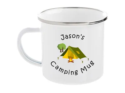 Your Name Any Name Camping Mug - Personalised High Quality Enamel Coffee Mug • £11.99