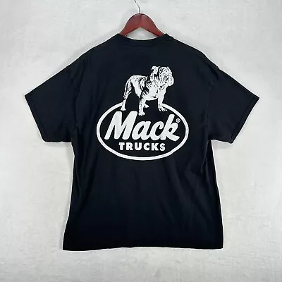 Mack Truck Shirt Mens XL Black Bull Dog Logo Crew Neck Casual Trucker Adult • $15