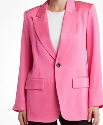 NWT $495 A.L.C.  Bishop II  Pink Satin Peak Lapel Single Button Blazer Jacket 10 • $149