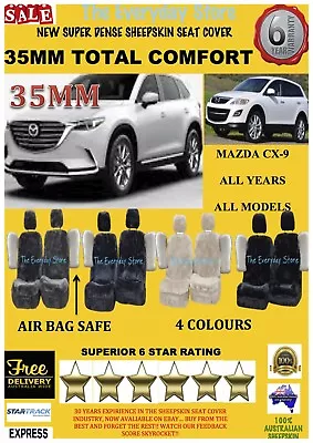 Mazda CX9 All Years Super Dense Sheepskin Car Seat Covers Pair Airbag Safe 35MM • $268