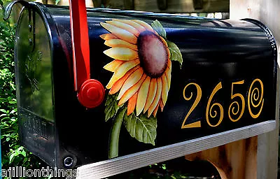 Mailbox Magnet Partial Cover Sunflower Custom Address Numbers Black Mailbox • $8.95