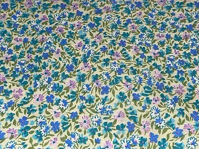 1/2 Yd Little Daisies Floral Vintage Cotton Fabric BTHY Blue Purple Small Print • $3.54