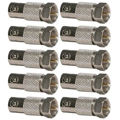 10 Pcs BNC Female To F Type Male Coax Coaxial Cable Adapter Connector CCTV Metal • $19.48