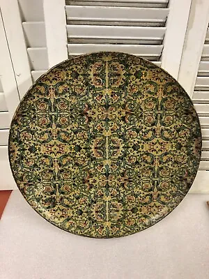 Vtg 60's Round Tray 13  Paper Mache Floral Papier Pretty Distressed Patina Look • $18