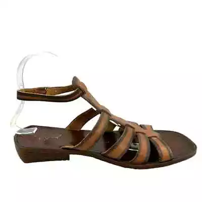 J. Jill Brown Brown Leather Gladiator Sandal Square Toe Sz 8 • $30