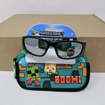 NEW Minecraft Sunglasses & Case Set 100% UV Protection Creepers Glasses For Kids • $14.44