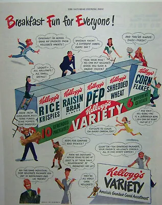 Original 1947 Kellogg's Variety Pack Cereal Magazine Ad • $7.59