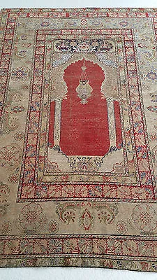 Antique Turkish Hand Made Silk   Oriental Rug Prayer Design 4' 3  X 6' 1   • $750