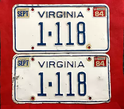 Virginia License Plate Pair 1-118 ....... Expired / Crafts / Collect / Specialty • $9.95