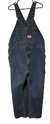 Roundhouse Vintage Blue Denim Bib Overalls Men's Size 44x28 Made In USA • $32.55