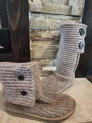 UGG - Cardy II Grey Crochet Knit Boots - Youth 3 • $30