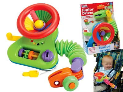 JUNIOR DRIVER CAR Steering Wheel Activity Kids Toy Buggy Stroller Baby Toddler. • £12.95