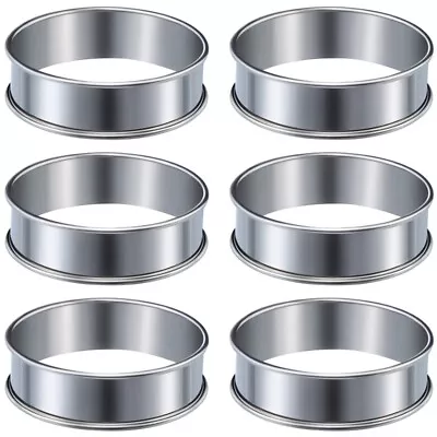 6 Pieces Muffin Tart Rings  Rolled Tart  Stainless Steel Muffin Rings Metal3089 • $11.74