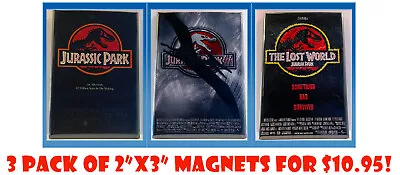 Jurassic Park MAGNETS 3 Pack 2 X3  Refrigerator Locker Retro Movie Poster • $10.95