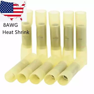 10PCS Marine 8 AWG Electrical Crimp Splice Terminals Heat Shrink Butt Connectors • $7.99