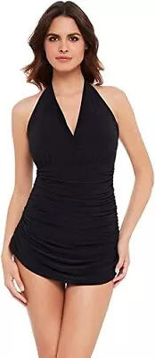 Magicsuit BLACK Solids Yvonne Tummy Control One Piece Swimdress US 8DD UK 8DD • $59.55
