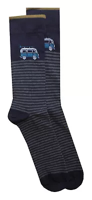 CAMPER VAN SOCKS Mens Retro Blue Motor Home 60s | One Size UK 6-11 EU 40-46 • £7.95