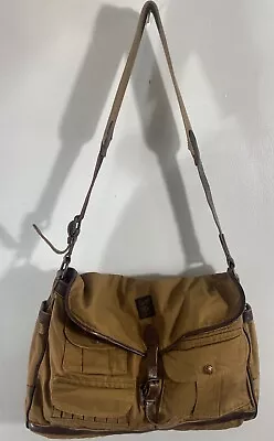 Polo Ralph Lauren Messenger Bag  Canvas And Leather And Fleece Lining Vintage • $249.99