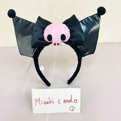 Sanrio Puroland Kuromi Hair Accessory Headband Rabbit Ear Skull Black Pink Rare • $35