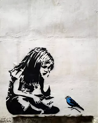 Banksy Girl With Bluebird Graffiti Art 8 X 10 Print Photograph Picture Photo • $6.89