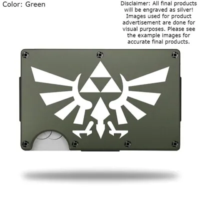 Custom  LEGEND OF ZELDA HYRULE CREST  Laser Engraved Wallet - Slim Metal Wallet • $22