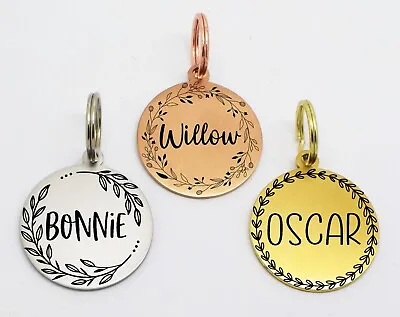 £4.99 • Buy Double Side Engraved Thick Round Id Name Disc Personalised Pet Dog Cat Tag 
