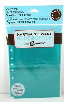 NIP Martha Stewart Home Office Secure Top 5 Pack 5.5x8.5 Four Pocket Protectors • $9.99