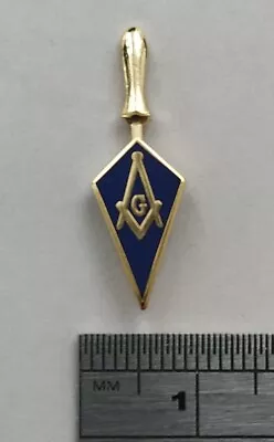 ( 1x ) TINY Masonic 'G' Pin Badge / Gold Plated Trowel + Blue Enamel Lapel Gift • £4.99