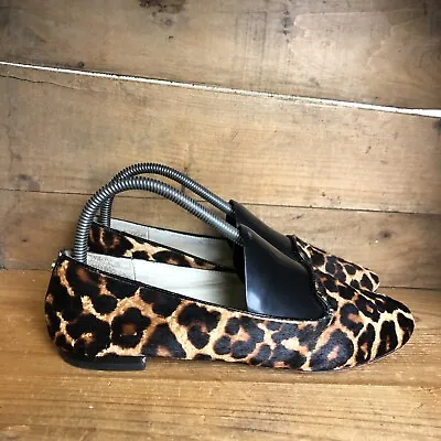 Michael Kors Flats Womens 8 M Brown Leopard Print Calf Hair Slip On Shoes Loafer • $7.49