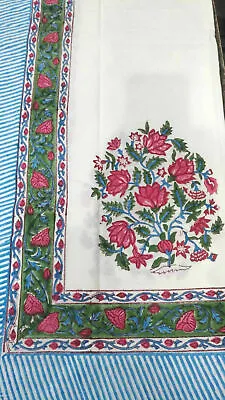 £37.24 • Buy Indian Hand Block Print Floral Tablecloth Kitchen Table Cover Cotton 150*220cm