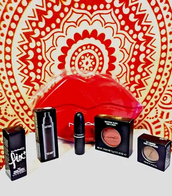 Mac Limited  Red Lips  Ruby Woo Lipstick Blush Eyeshadow More 6 Pc Set Free Gift • $29.99