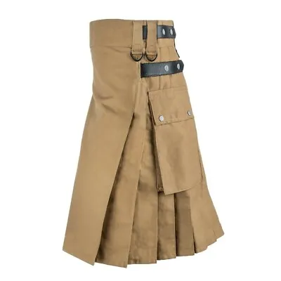 Mens Traditional Kilt Scotland Gothic Punk Kendo Pocket Skirts Scottish Clothes • $28.84