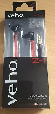  VEHO 360 Z-1 Z1 Noise Isolating Earbuds Flex Anti Tangle Cord Earphones Red • £3.50