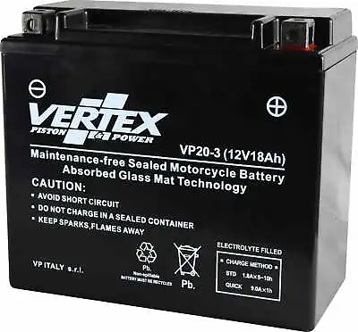 Vertex Battery VP20-3 Replaces YTX20L-BS CTX20L-BS LTX20L-BS • £58.48