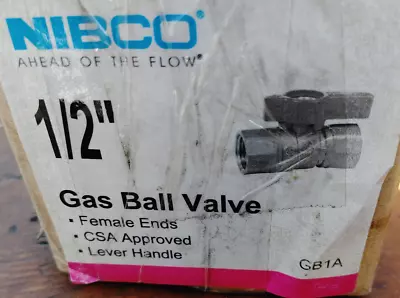 Nibco Gas Ball Valve Brass 1/2  FNPT GB1A (GKB) • $14.20